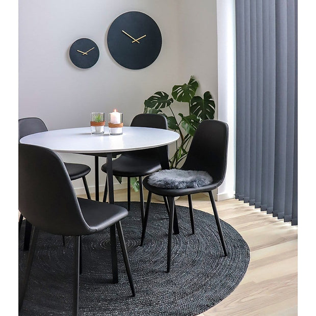 Scaun tapitat cu piele ecologica si picioare metalice, Stockholm Negru, l44xA39xH86 cm (1)