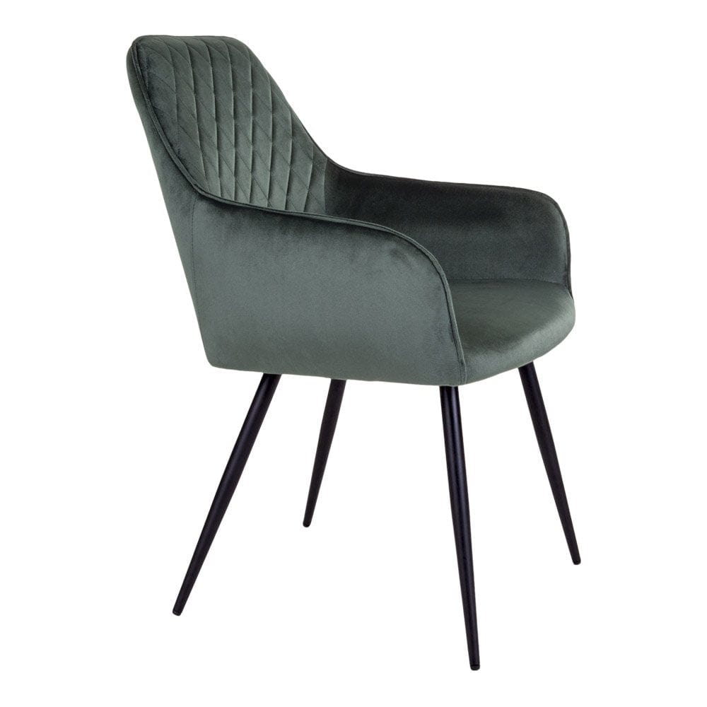 Scaun tapitat cu stofa si picioare metalice, Harbo Velvet Verde Inchis / Negru, l57xA47xH87 cm (3)