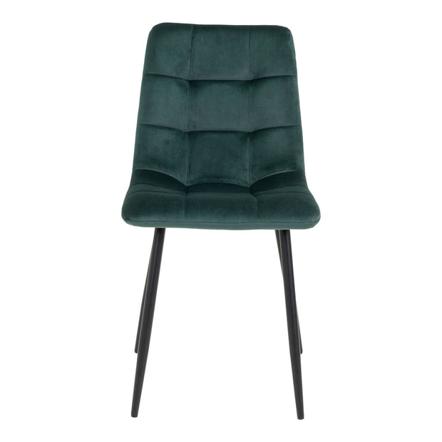 Scaun tapitat cu stofa si picioare metalice, Middelfart Velvet Verde Inchis / Negru, l44xA38xH86 cm (2)