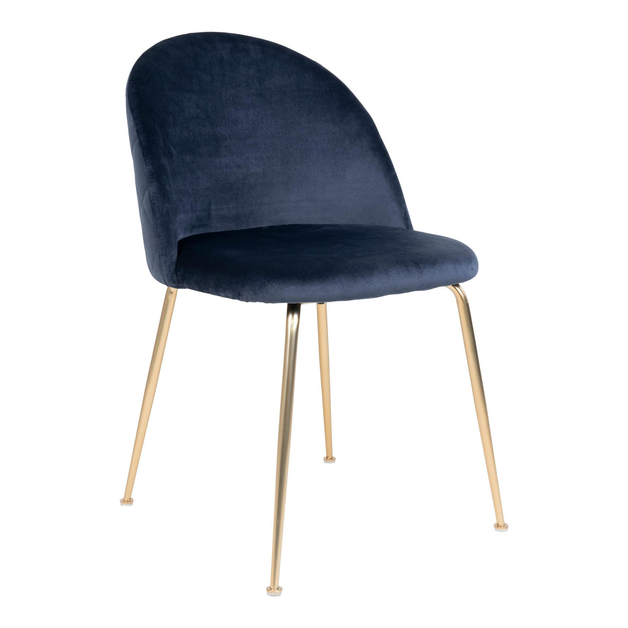 Scaun tapitat cu stofa si picioare metalice, Geneve Velvet Bleumarin / Alama, l51xA43,5xH78 cm