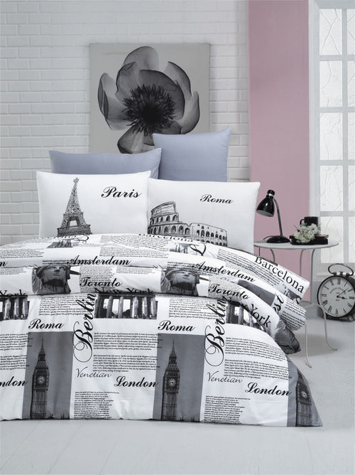 Lenjerie de pat din bumbac, City Multicolor, 200 x 220 cm