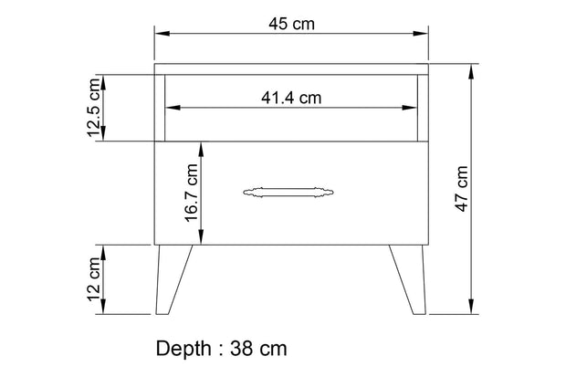 Noptiera din pal si plastic, cu 1 sertar, Lavinia 501 Alb, l45xA38xH47 cm (3)