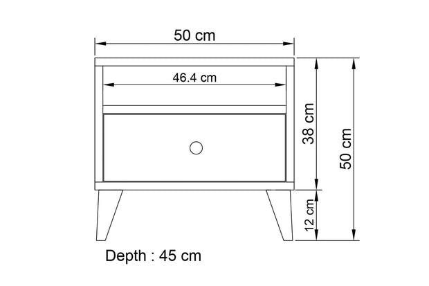 Noptiera din pal si plastic, cu 1 sertar, Nil 102 Alb, l50xA45xH50 cm (2)