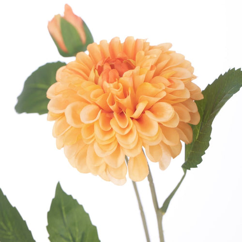 Fir floare artificiala, Piwoni Portocaliu / Verde, H62 cm (1)