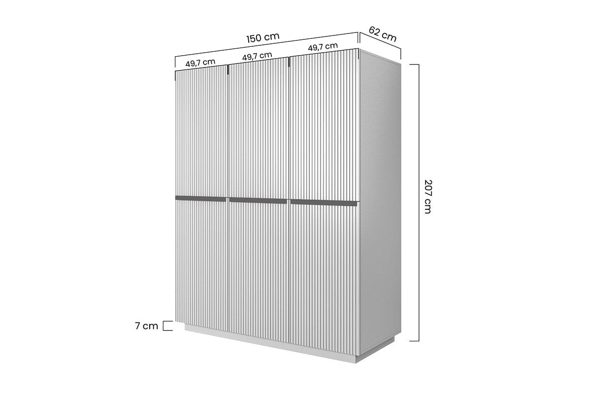 Dulap din pal si MDF, cu 3 usi si 2 sertare, Nicole 150-3D2SZ Negru / Auriu, l150xA62xH207 cm (6)