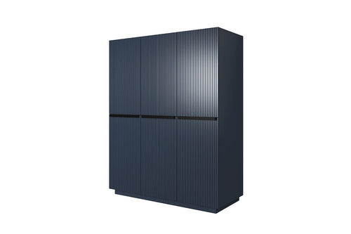 Dulap din MDF, cu 3 usi si 2 sertare, Nicole 150-3D2SZ Bleumarin / Negru, l150xA62xH207 cm