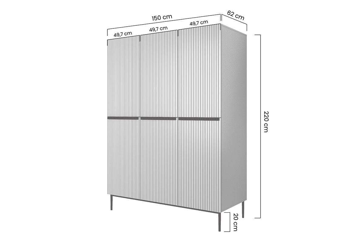 Dulap din MDF si metal, cu 3 usi si 2 sertare, Nicole 150-3D2SZ Roz / Auriu, l150xA62xH220 cm (6)