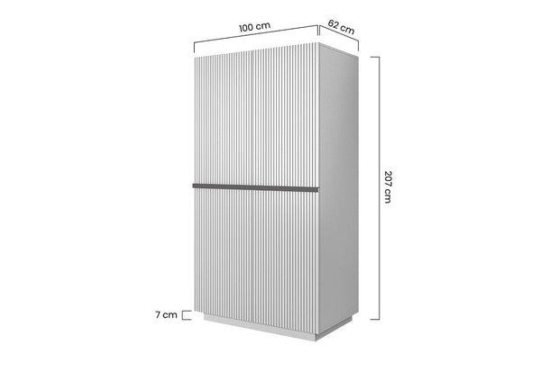 Dulap din MDF, cu 2 usi, Nicole 100-2D Roz / Auriu, l100xA62xH207 cm (5)