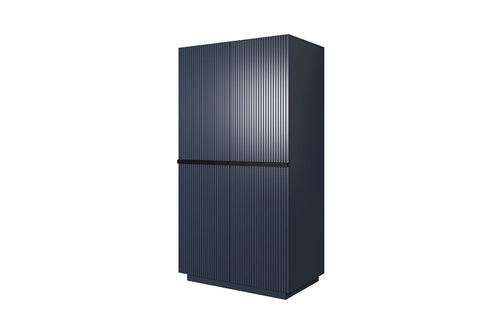 Dulap din MDF, cu 2 usi si 2 sertare, Nicole 100-2D2SZ Bleumarin / Negru, l100xA62xH207 cm