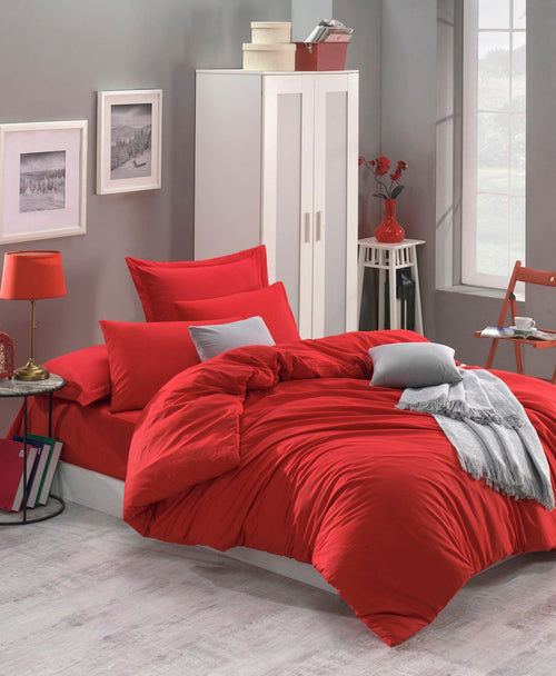 Lenjerie de pat din bumbac, Fresh Color Rosu, 200 x 220 cm