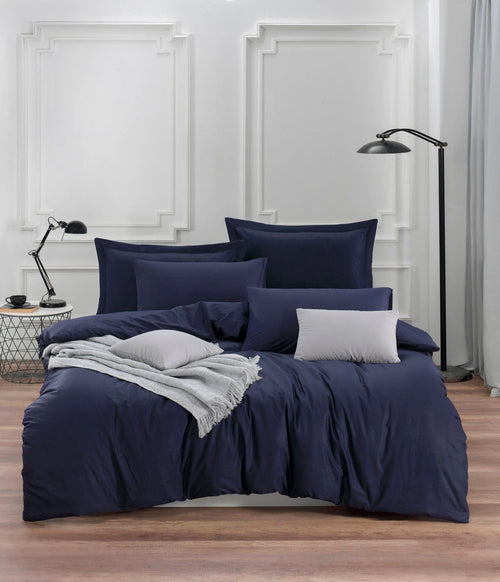 Lenjerie de pat din bumbac, Fresh Color Albastru Inchis, 200 x 220 cm