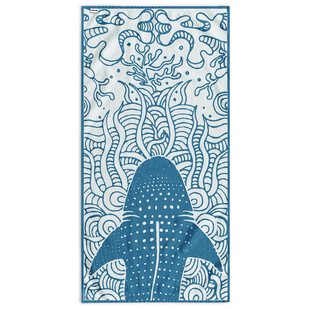 Prosop de plaja din bumbac, Shark Teal / Alb, 90 x 180 cm (1)