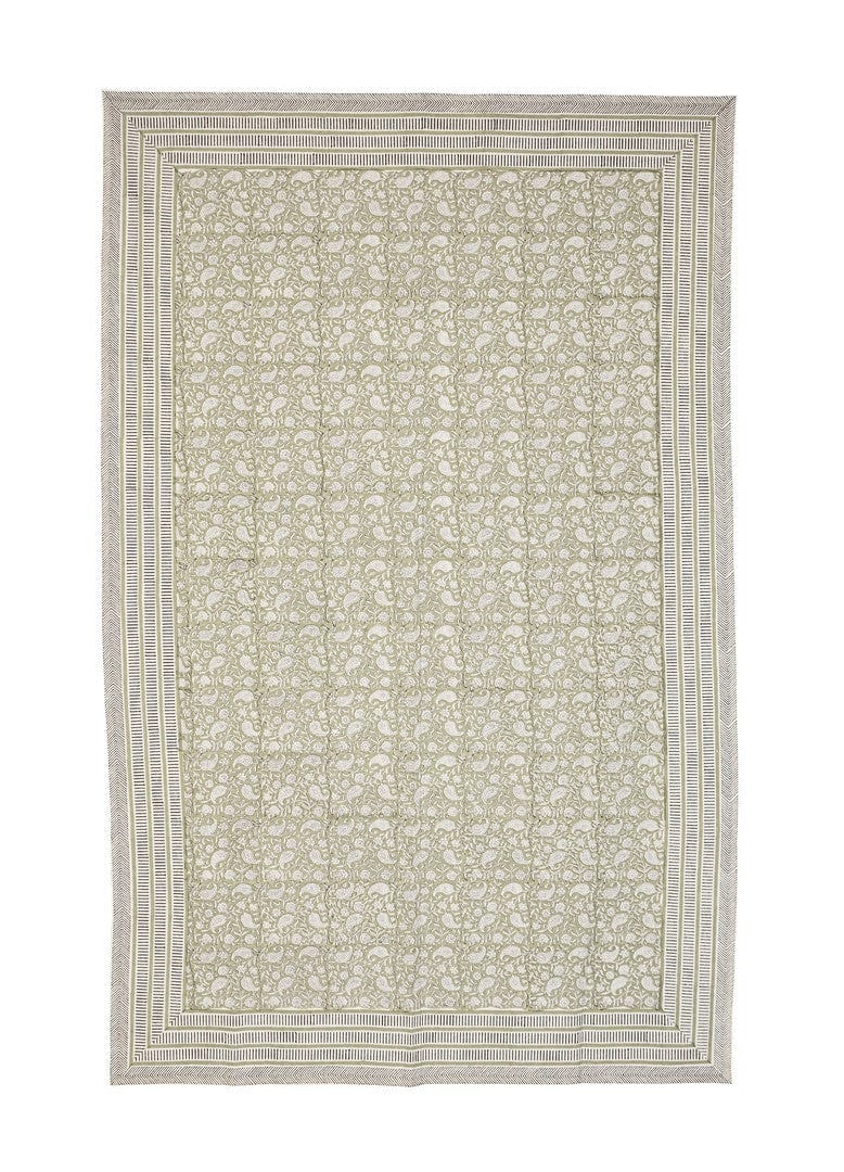 Patura decorativa din bumbac Heloise Alb / Verde, 140 x 220 cm