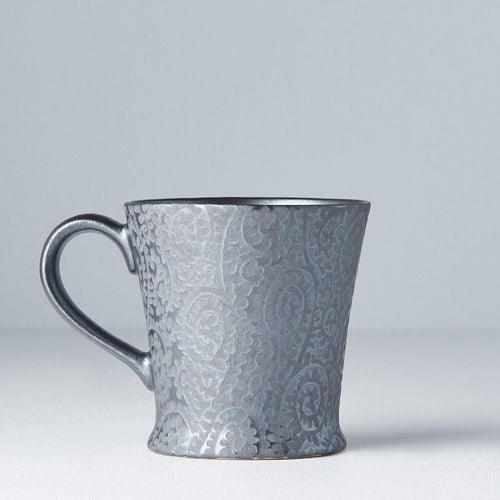MIJ Europe Cana din ceramica, Scroll Argintiu, 200 ml