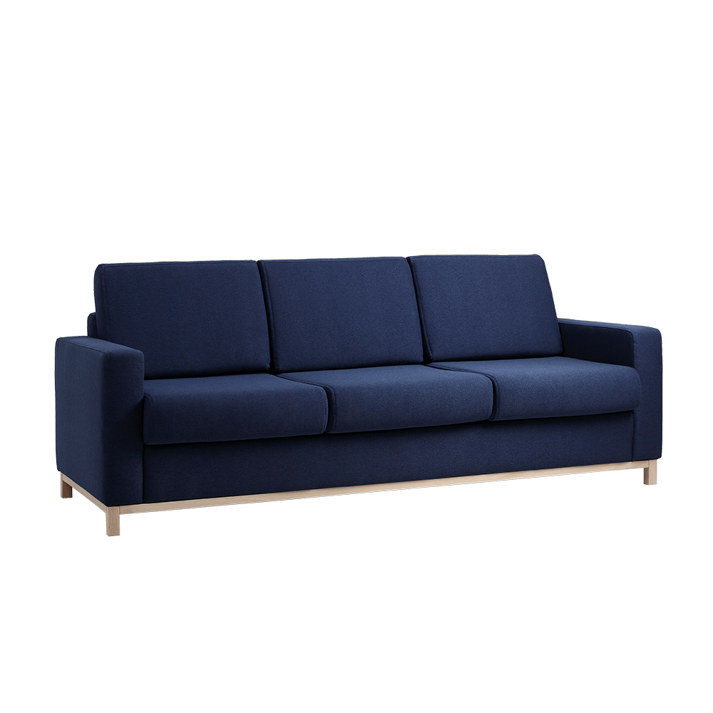 Canapea Extensibila, 3 Locuri, Tapitata cu Stofa, Scandic Bleumarin, l215xA82xH90 cm