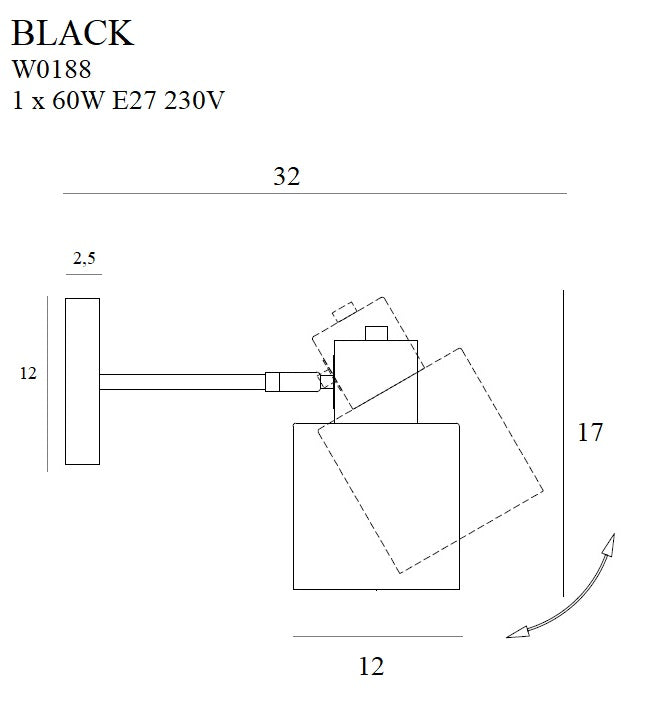 Aplica Black W0188 Alb / Negru (2)