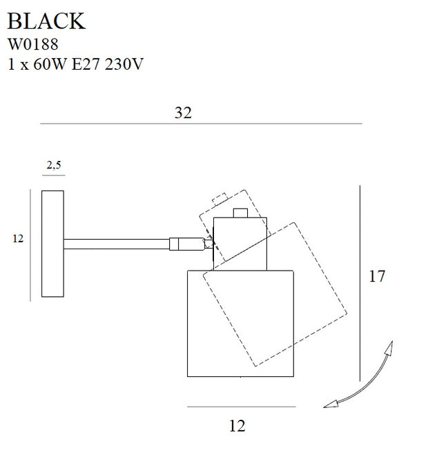 Aplica Black W0188 Alb / Negru (2)