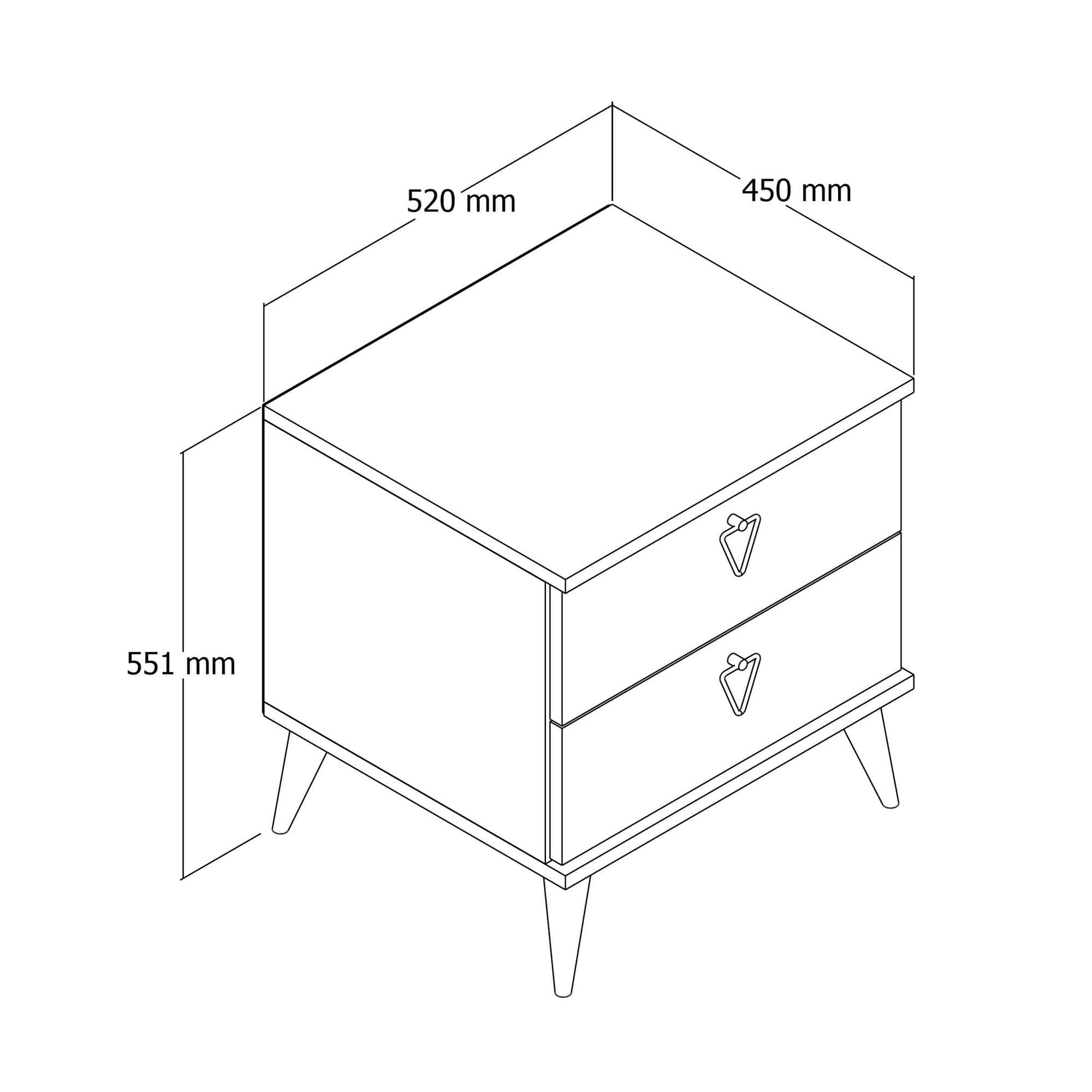 Noptiera din pal si lemn, cu 2 sertare, Versa 3630 Nuc, l52xA45xH55,1 cm (4)