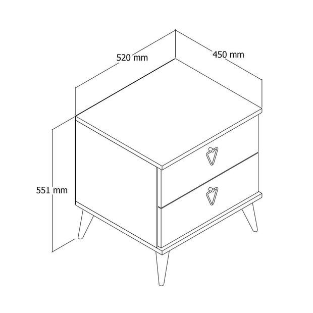 Noptiera din pal si lemn, cu 2 sertare, Versa 3630 Nuc, l52xA45xH55,1 cm (4)