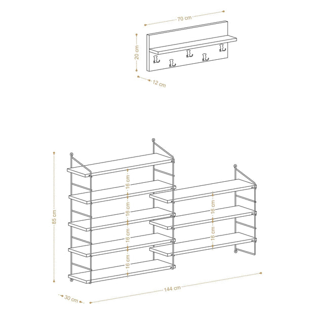 Pantofar din pal, Biena Alb, l144xA30xH85 cm (3)