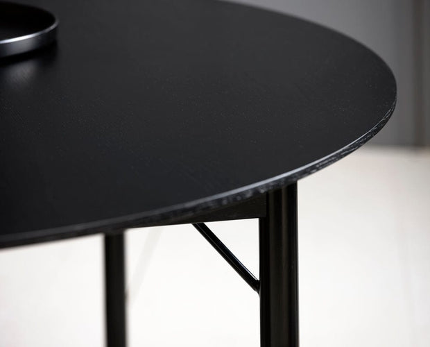 Masa rotunda din MDF, furnir si metal, Savona Negru, Ø120xH75 cm