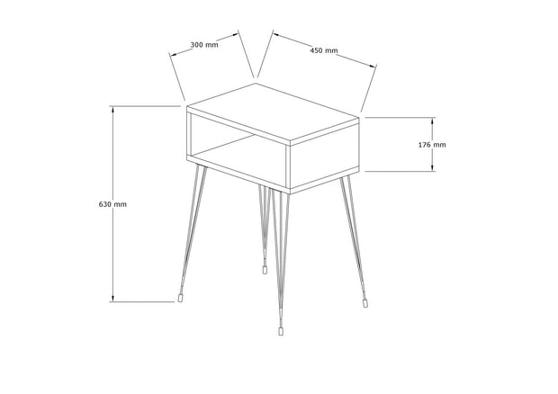 Noptiera din pal si metal, Tenby Stejar / Negru, l45xA30xH63 cm (3)