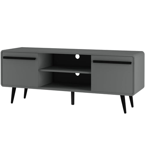 Comoda TV din MDF si pal, cu 2 usi, Chantal Gri / Negru, l140xA39xH53 cm