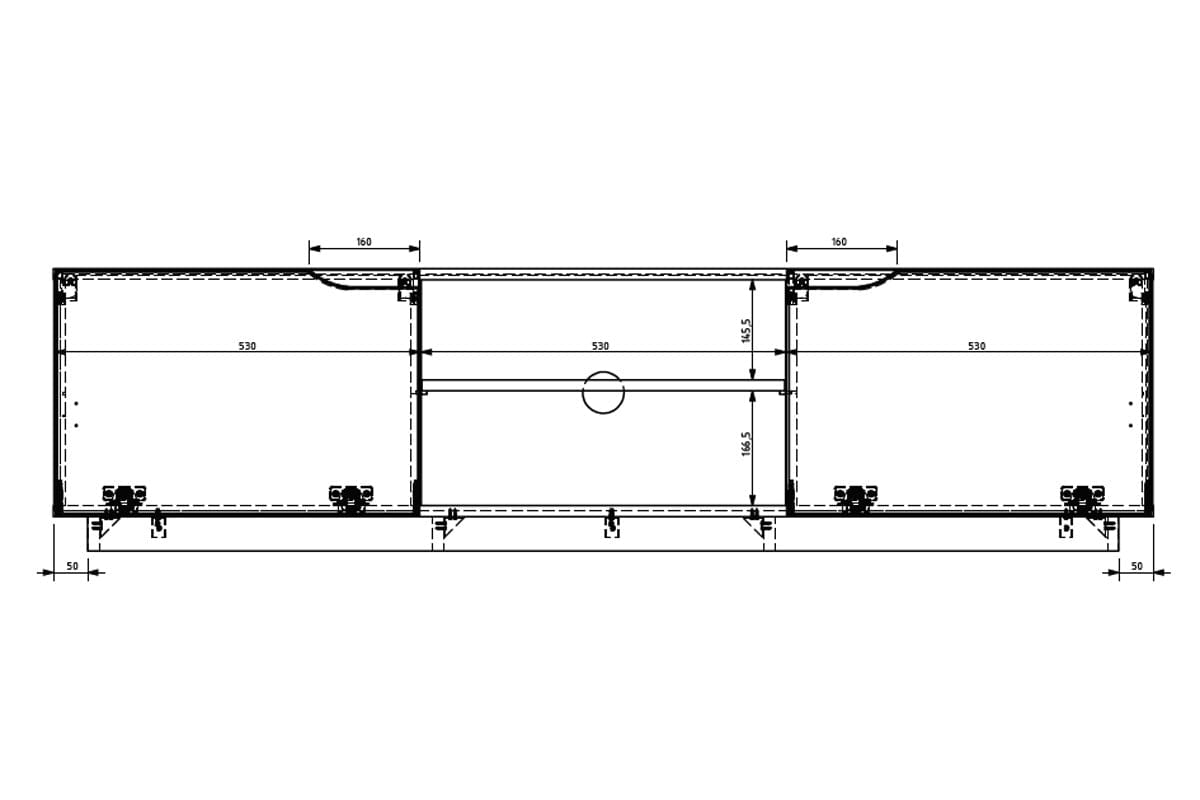 Comoda TV din pal si MDF, cu 2 usi, Loftia Mini 160-2K Negru, l160xA37xH41 cm (4)