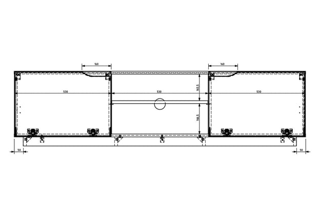 Comoda TV din pal si MDF, cu 2 usi, Loftia Mini 160-2K Negru, l160xA37xH41 cm (4)