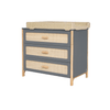 Comoda din lemn, MDF si ratan, cu 3 sertare, pentru bebe, Oceania Gri / Natural, l90xA52xH86 cm (1)