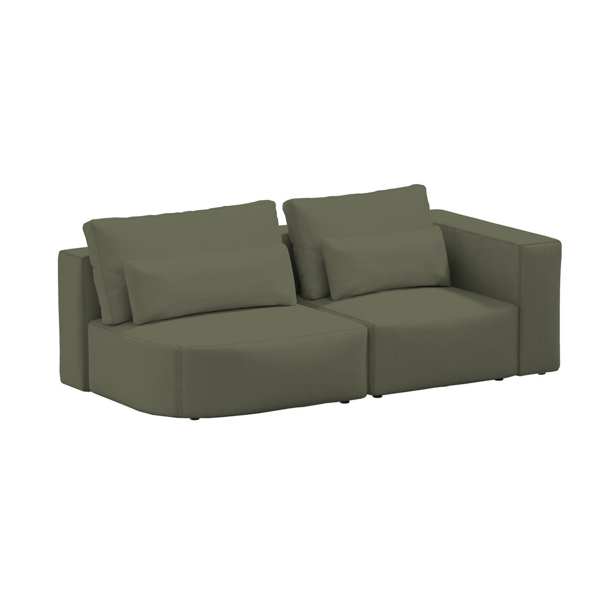 Canapea modulara, 2 Locuri, Tapitata cu Stofa, Riposo Ottimo Verde Olive, l185xA105xH85 cm (3)