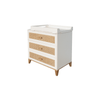 Comoda din lemn, MDF si ratan, cu 3 sertare, pentru bebe, Nami Alb / Natural, l90xA52xH86 cm (4)