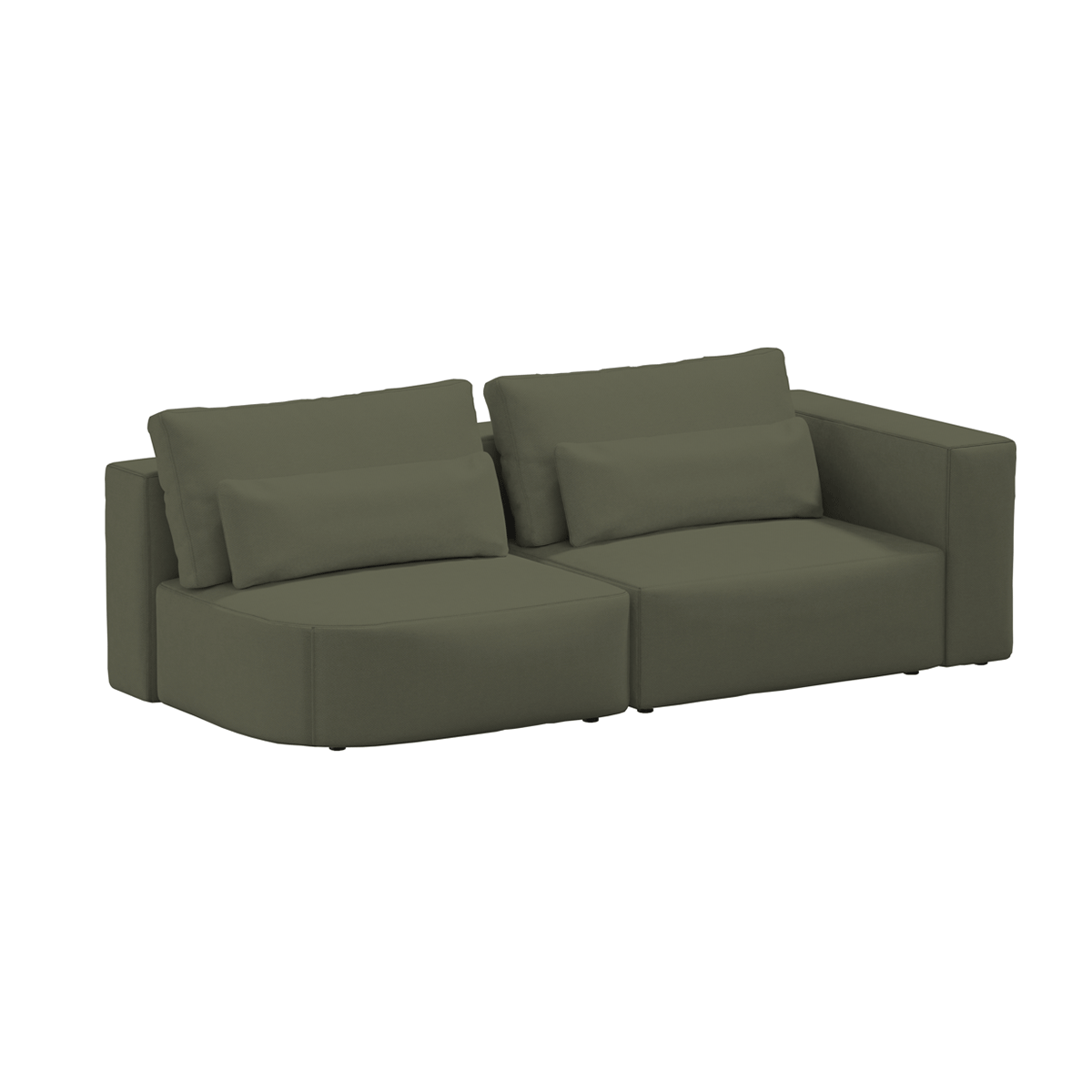 Canapea modulara, 3 Locuri, Tapitata cu Stofa, Riposo Grande Verde Olive, l225xA105xH85 cm