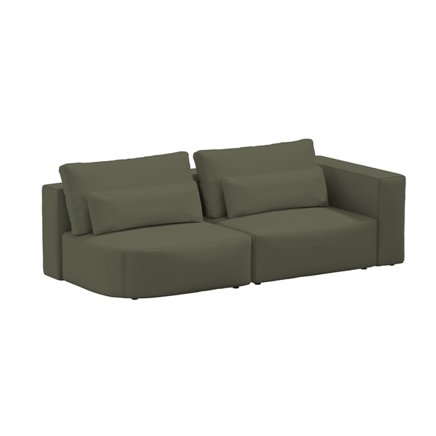 Canapea modulara, 3 Locuri, Tapitata cu Stofa, Riposo Grande Verde Olive, l225xA105xH85 cm