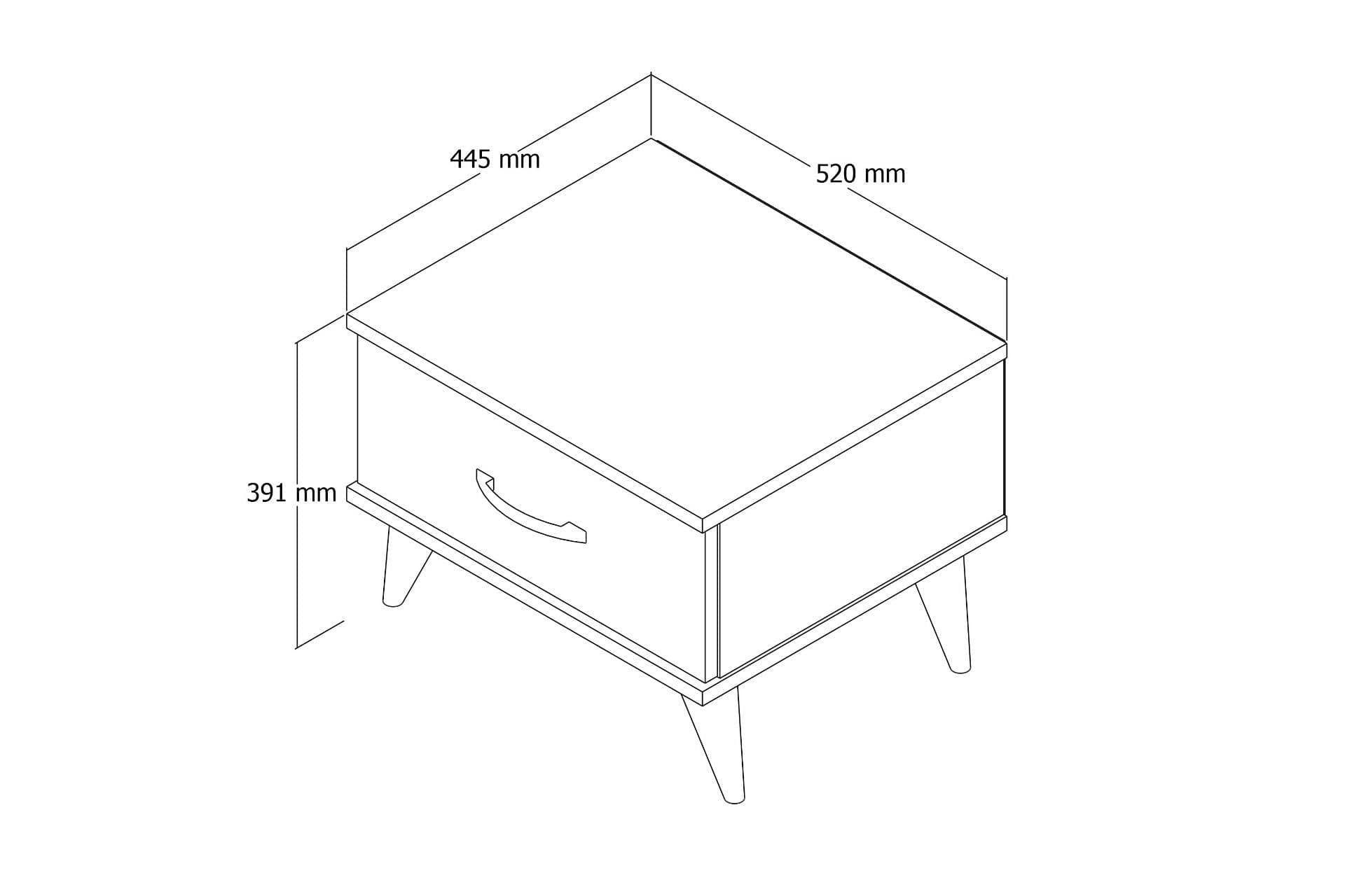 Noptiera din pal si lemn, cu 1 sertar, Komodo 0102 Pin Atlantic, l52xA44,5xH39,1 cm (4)