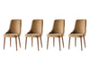Set 4 scaune tapitate cu stofa si picioare din pal, Seyhan 1 Velvet Maro / Nuc, l52xA50xH98 cm