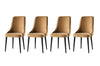 Set 4 scaune tapitate cu stofa si picioare din pal, Seyhan 3 Velvet Maro / Negru, l52xA50xH98 cm