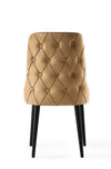 Set 4 scaune tapitate cu stofa si picioare din pal, Seyhan 3 Velvet Maro / Negru, l52xA50xH98 cm (3)
