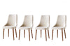 Set 4 scaune tapitate cu stofa si picioare din pal, Seyhan 1 Velvet Crem / Nuc, l52xA50xH98 cm