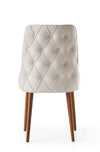 Set 4 scaune tapitate cu stofa si picioare din pal, Seyhan 1 Velvet Crem / Nuc, l52xA50xH98 cm (3)