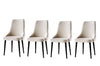 Set 4 scaune tapitate cu stofa si picioare din pal, Seyhan 3 Velvet Crem / Negru, l52xA50xH98 cm