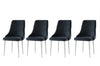 Set 4 scaune tapitate cu stofa si picioare din pal, Seyhan 2 Velvet Negru / Alb, l52xA50xH98 cm