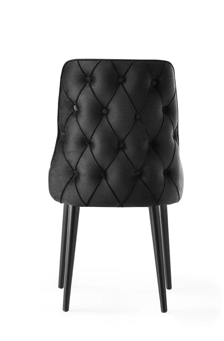Set 4 scaune tapitate cu stofa si picioare din pal, Seyhan 3 Velvet Negru, l52xA50xH98 cm (3)