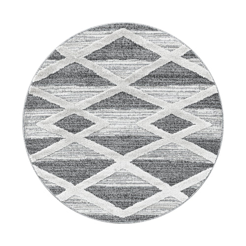 Covor din PP Pisa 4709 Round Geometric Gri & AYYTPCH-PISA4709GREY-ROUND