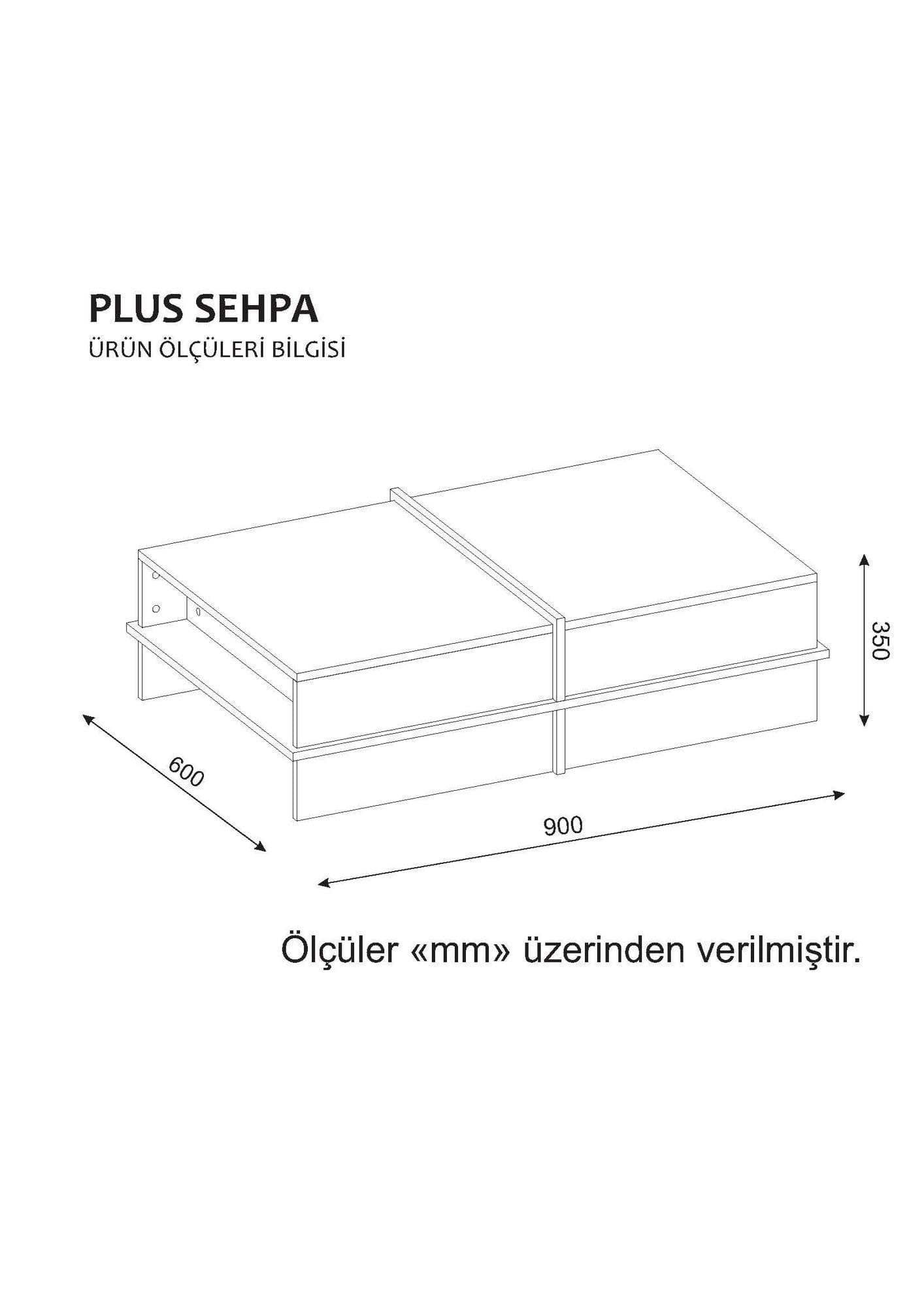 Masa de cafea din lemn, Plus Alb / Nuc, L90xl60xH35 cm (2)