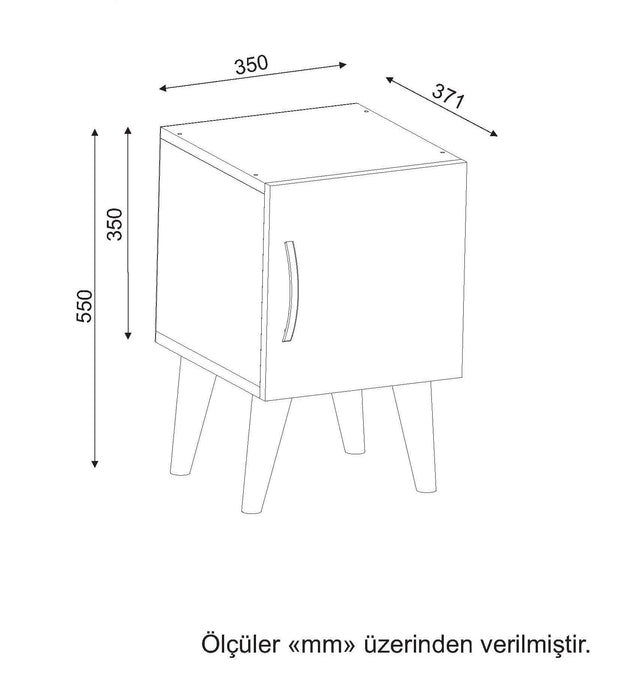 Noptiera din pal si plastic, cu 1 usa, Bellini V1 Nuc / Alb, l35xA37,1xH55 cm (4)