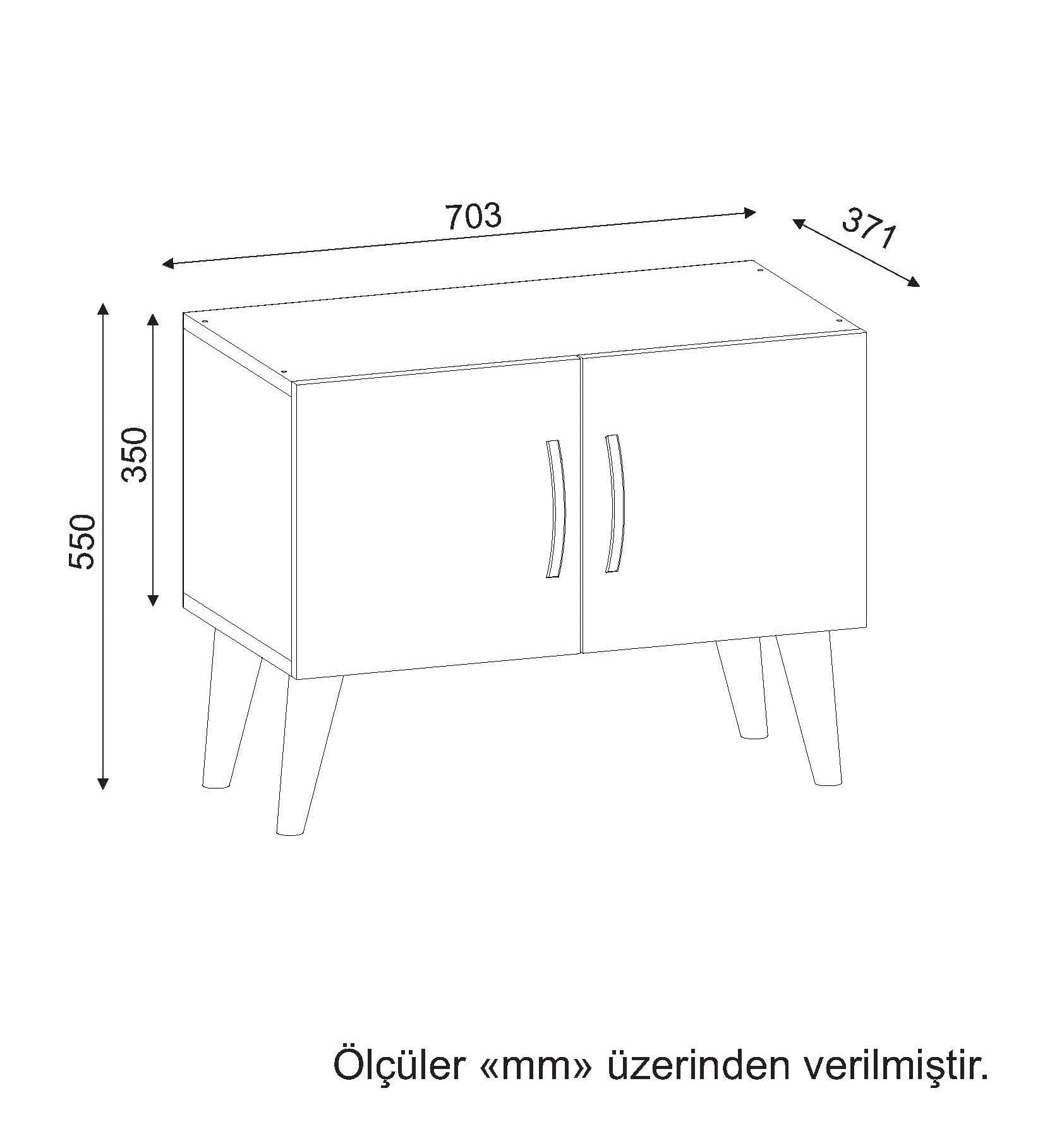 Noptiera din pal si plastic, cu 2 usi, Bellini V2 Nuc / Alb, l70,3xA37,1xH55 cm (4)