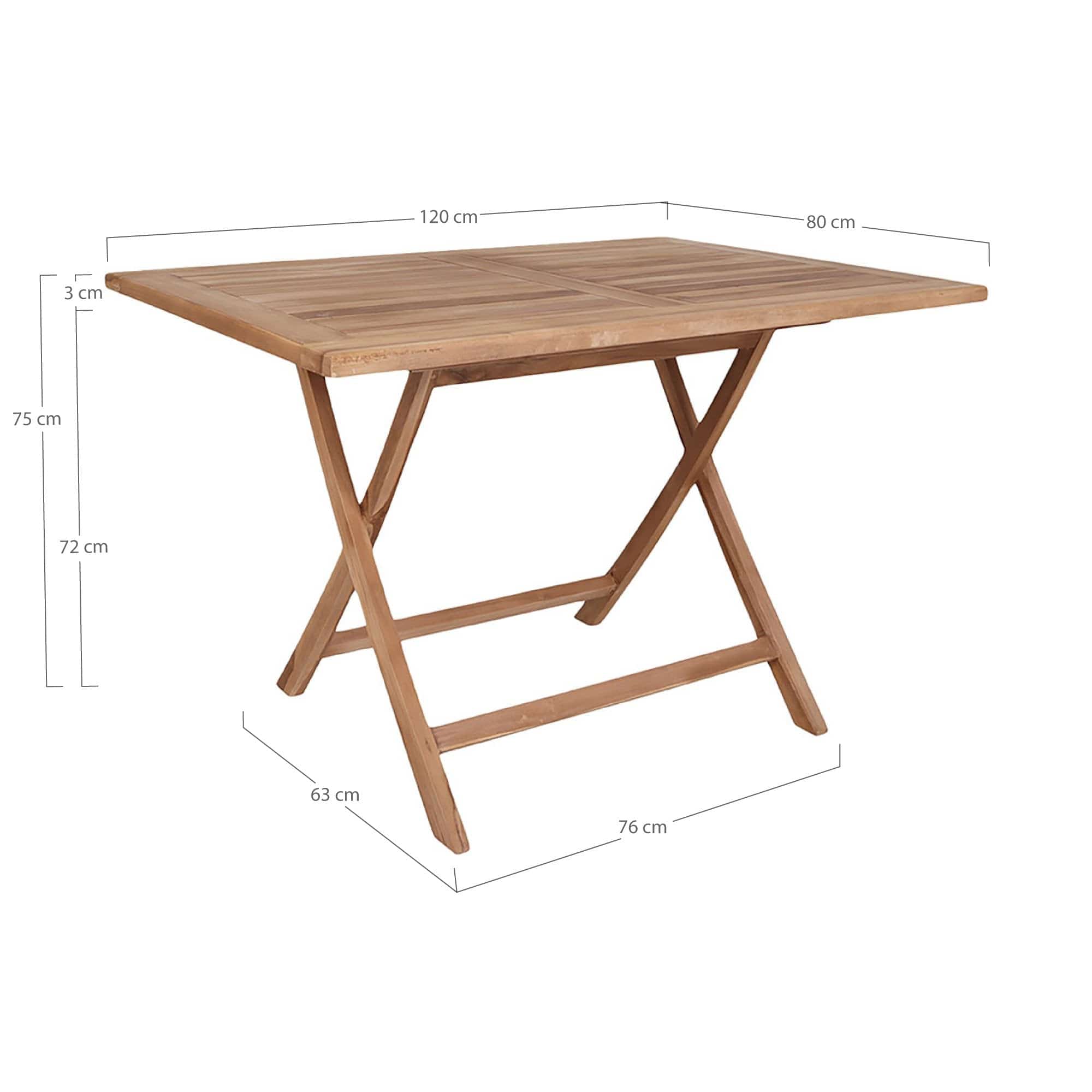 Masa din lemn de tec, Oviedo Tec, L120xl80xH75 cm (4)