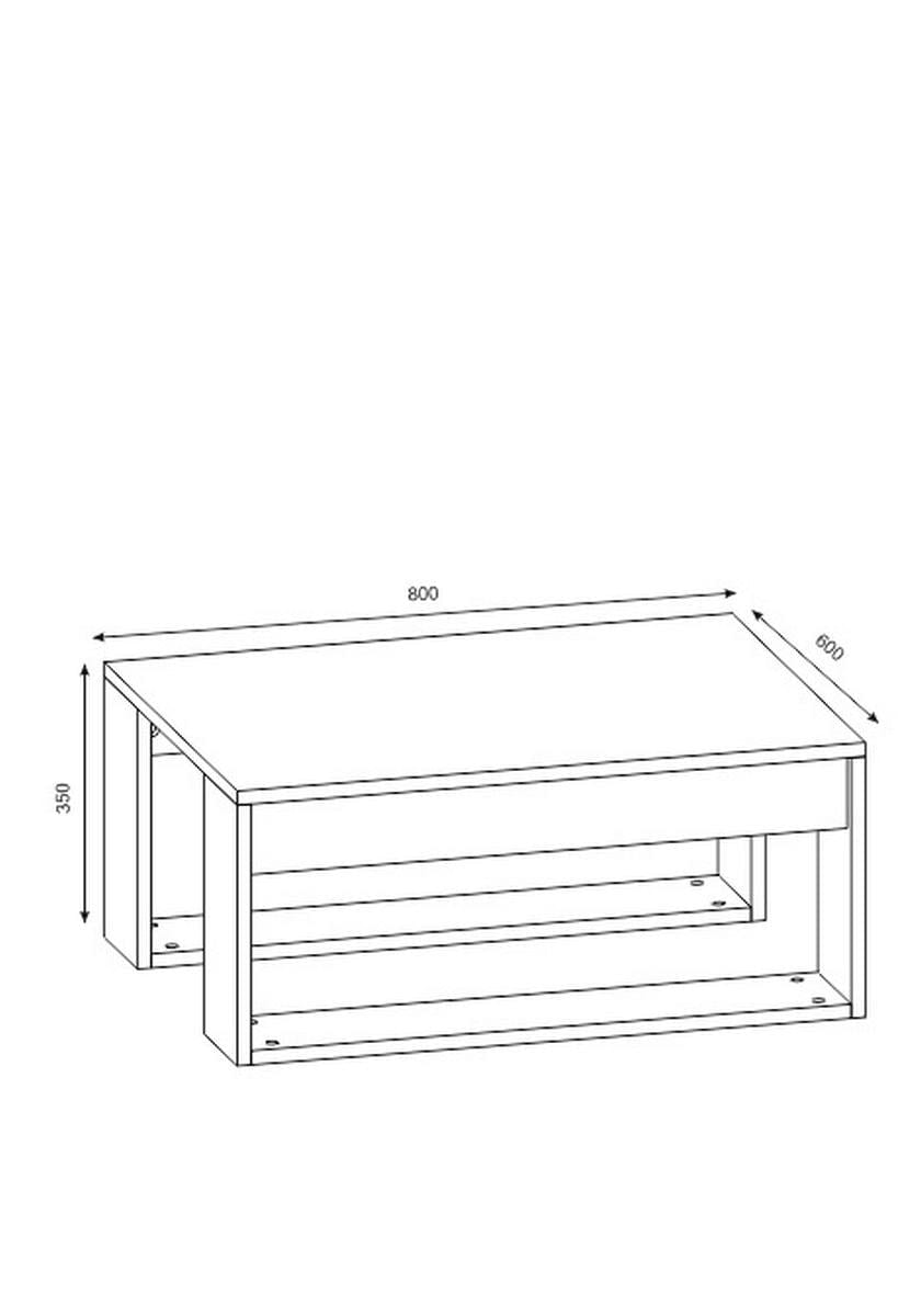 Masa de cafea din lemn, Gorder Alb / Nuc, L80xl60xH35 cm (2)
