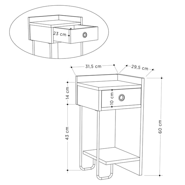 Noptiera din pal, cu 1 sertar, Sirius Right Stejar, l32xA30xH61 cm (13)